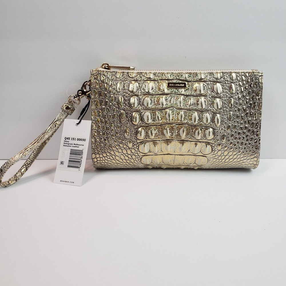 Brahmin Daisy Leather Wristlet Hologram Melbourne Genuine Leather Purse HTF Bag - Picture 6 of 16